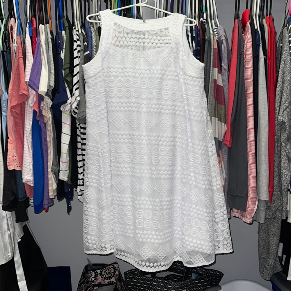 Size 14 white lace/knit dress